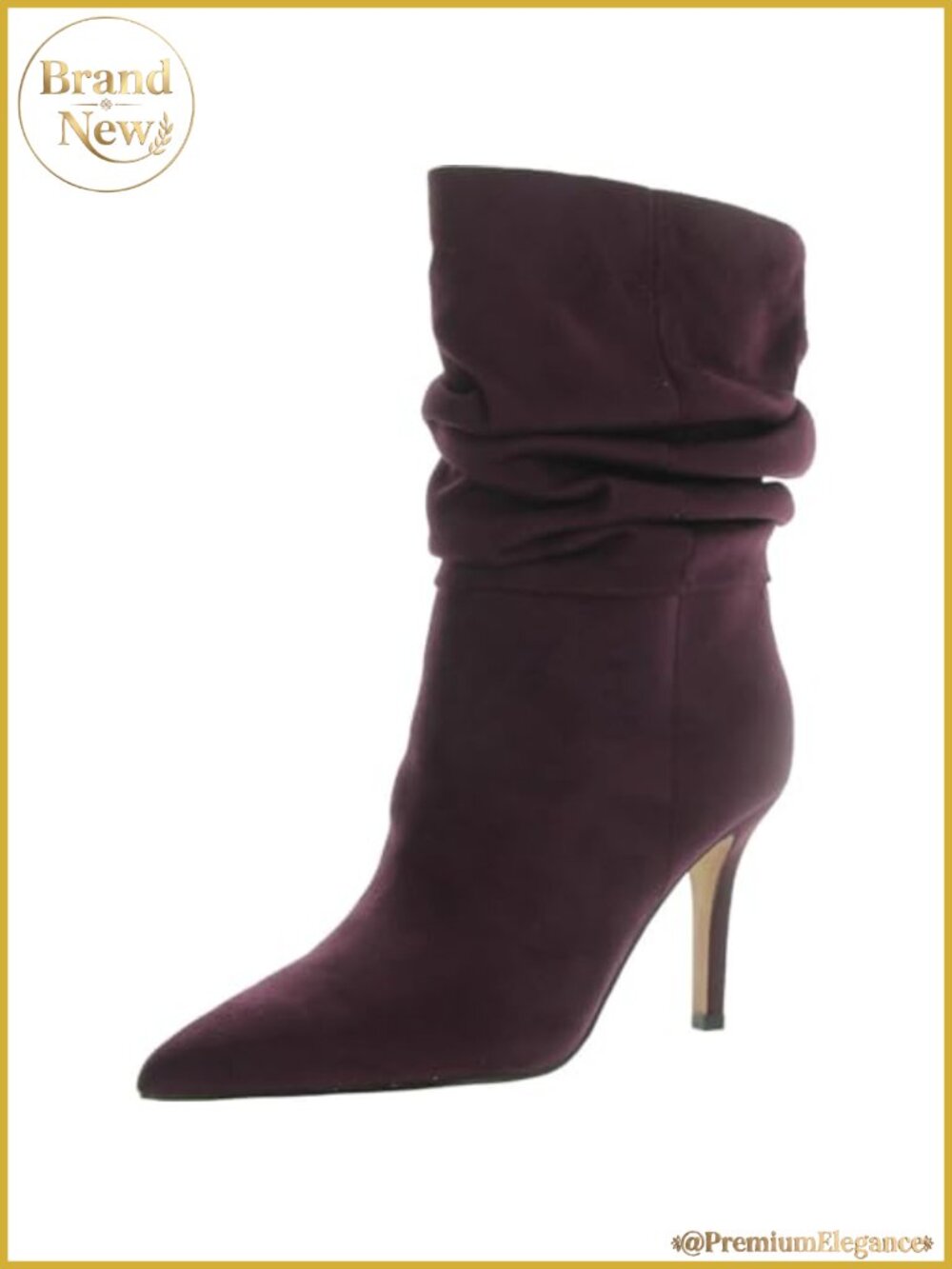 Nine West Slouch Dress Booties Faux Suede Stiletto Heel Pointed Toe Pull-On